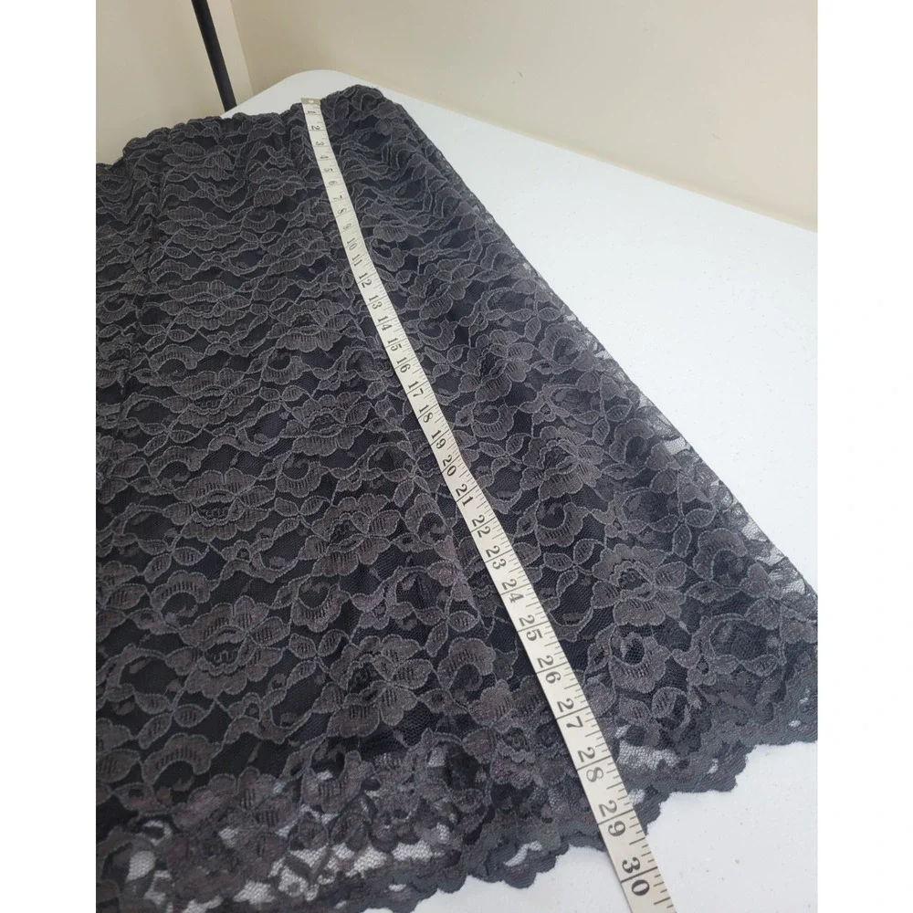 Vtg‎ Laura Ashley A-Line Skirt Black Floral Lace Overlay Casual Plus Size 16W